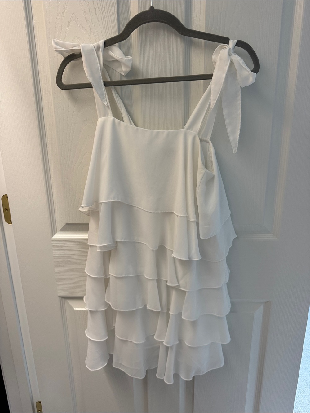 Show Me Your Mumu White Tiered Ruffle Tie-Shoulder Sundress